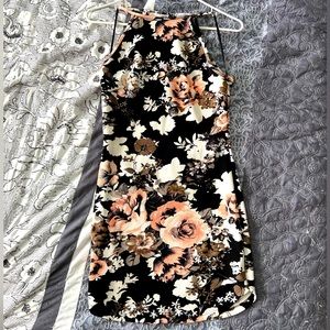 Black and floral mini dress